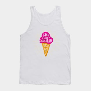 Bright Creative Ice Cream Illustration With Lettering. Summer Time Tank Top